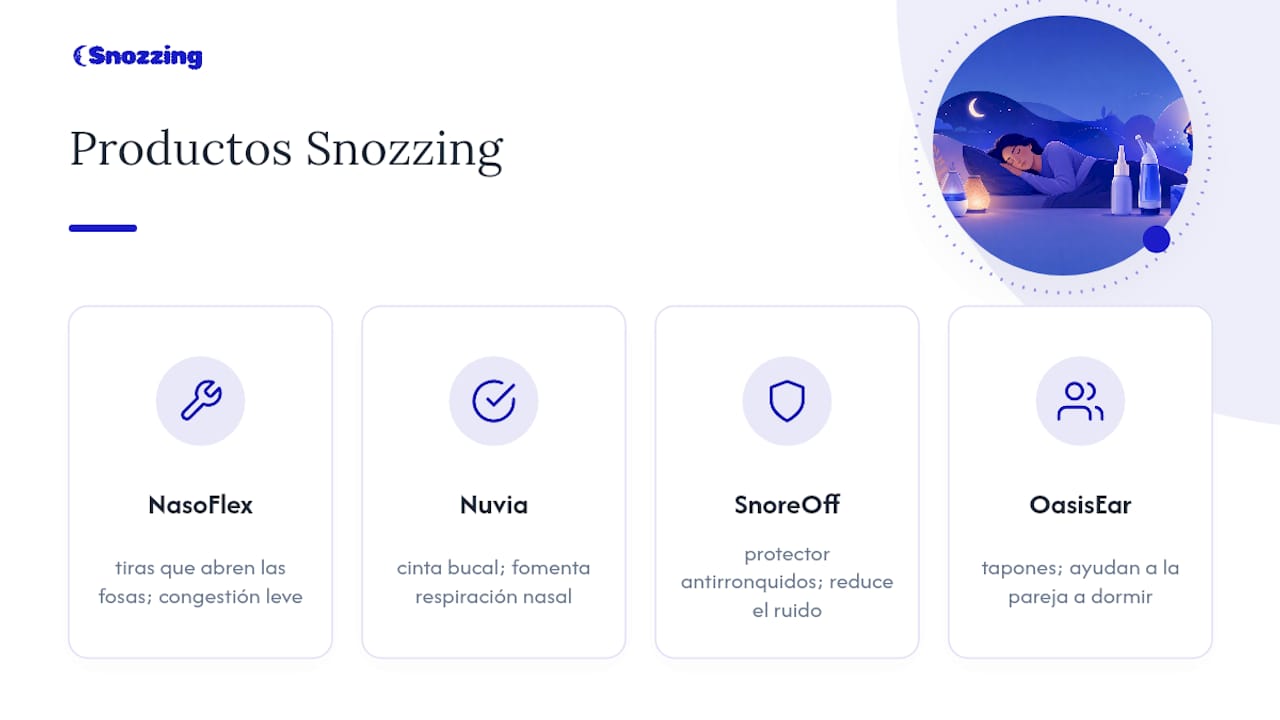 Productos de Snozzing que pueden acompañar tu descanso — overview diagram
