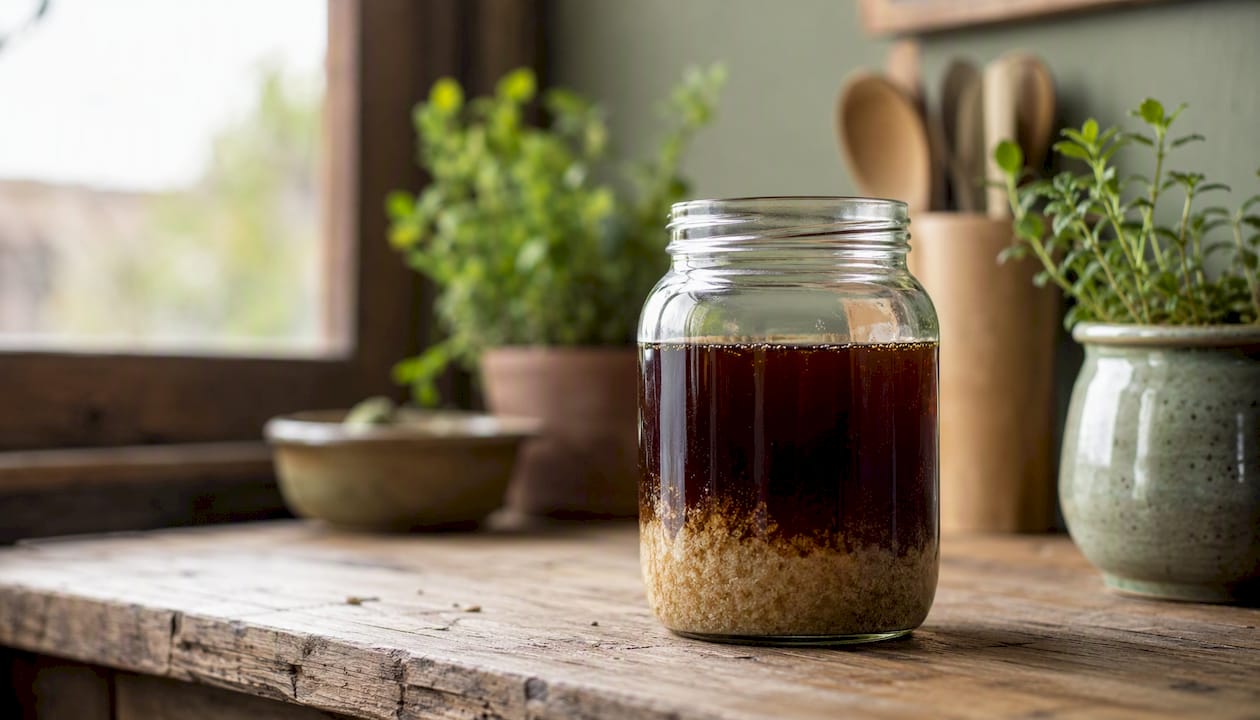 Molasses-rich syrup separating from panela sugar crystals