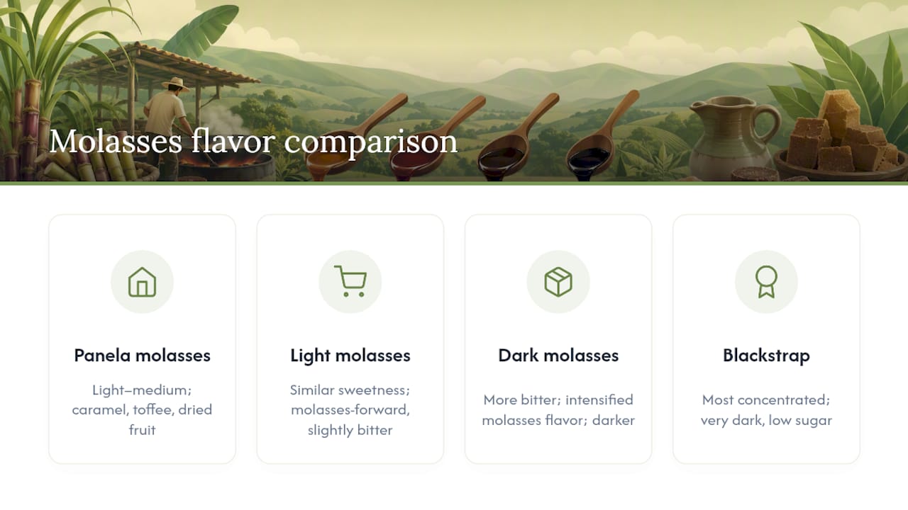 Flavor and aroma comparison of panela and commercial molasses