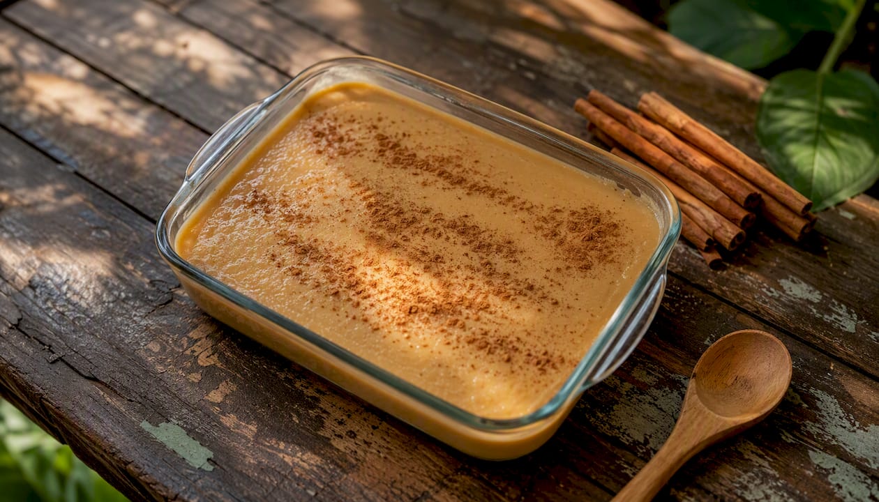 Set natilla cooling with cinnamon dusting