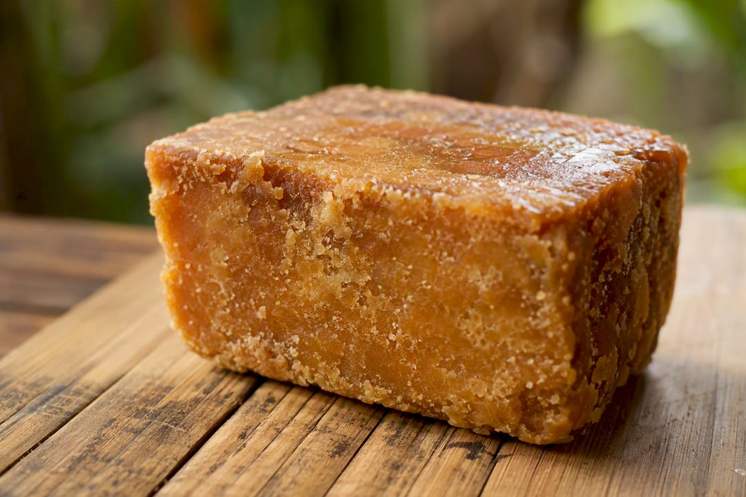 Close-up of artisanal panela sugar block