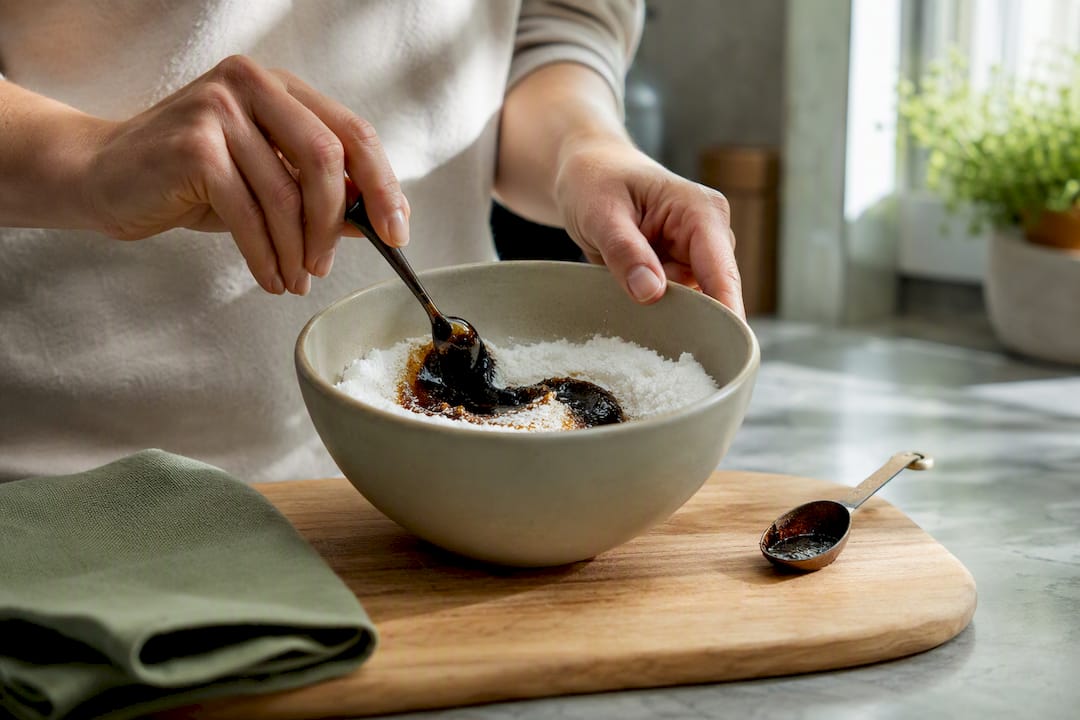Molasses stirred into low-carb sweetener blend