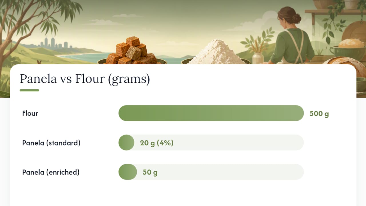 Diagram showing panela to flour ratio