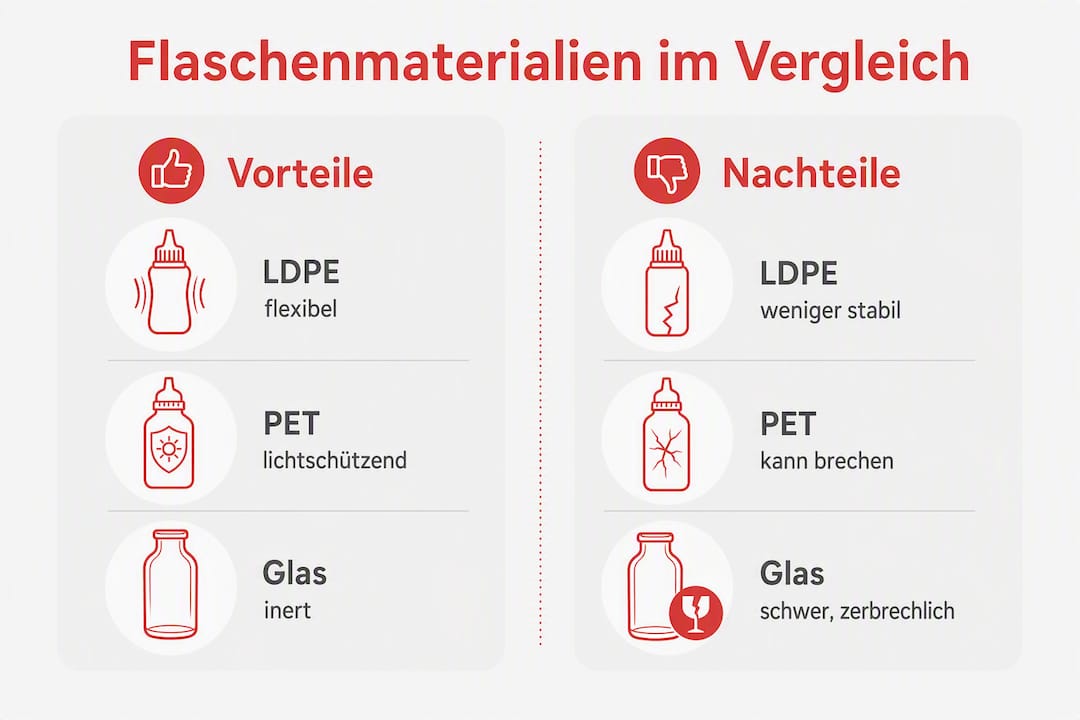 Yleiskatsaus: Materiaalien vertailu pulloittain yhdellä silmäyksellä