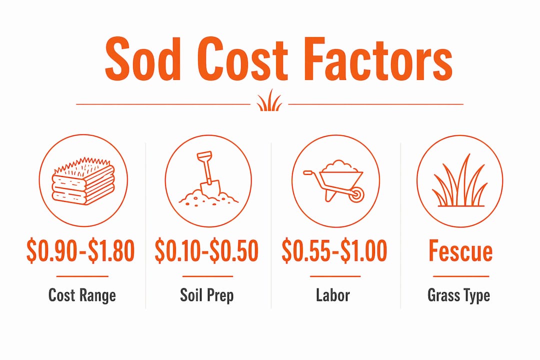 Infographic highlighting key sod installation cost factors