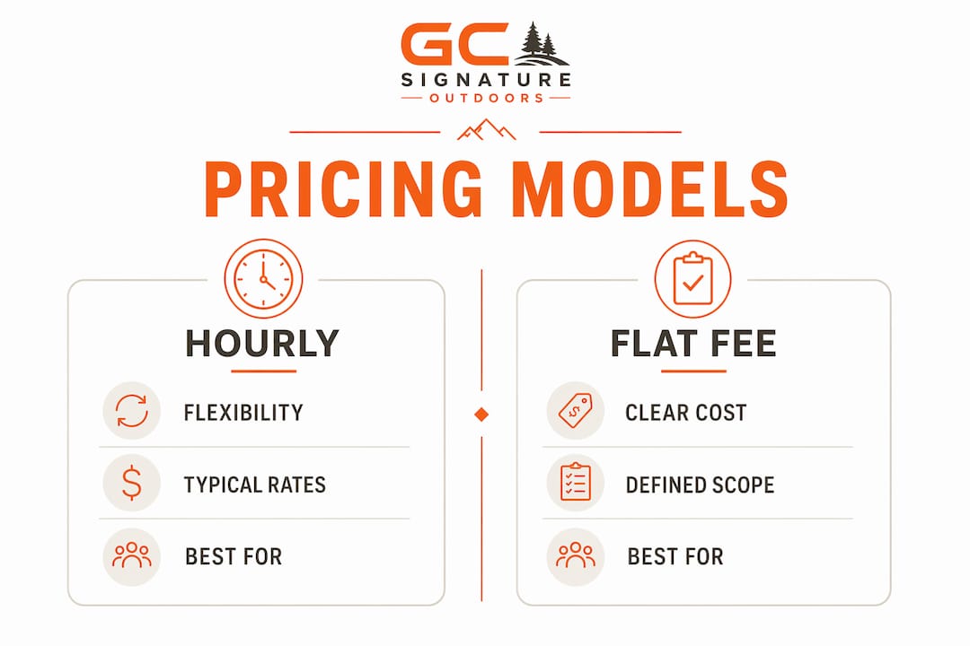 Infographic comparing landscape design pricing models