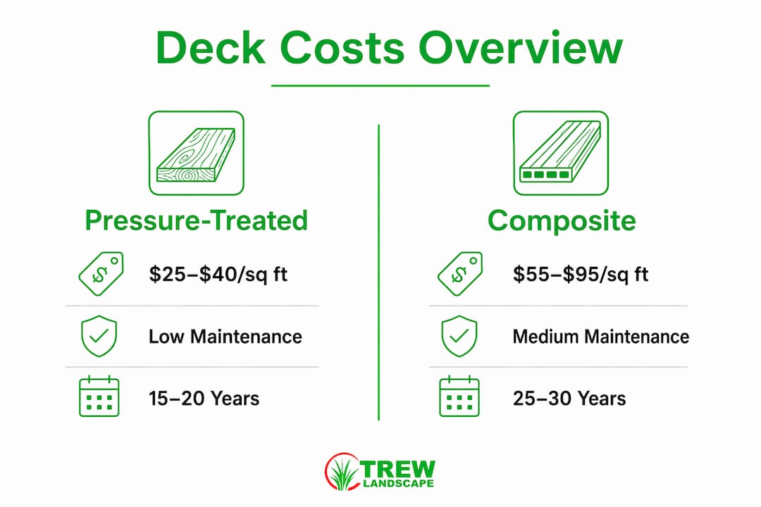 Infographic comparing deck costs and materials