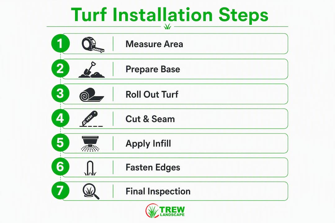 Infographic showing artificial turf installation steps