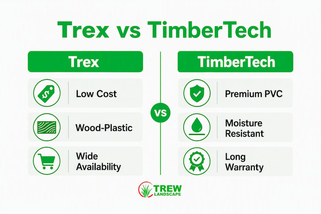 Infographic comparing Trex and TimberTech decking features