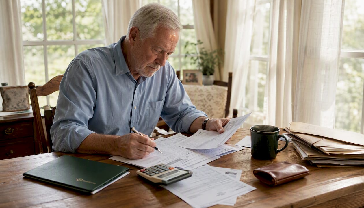 Senior man reviewing Medicare IRMAA documents