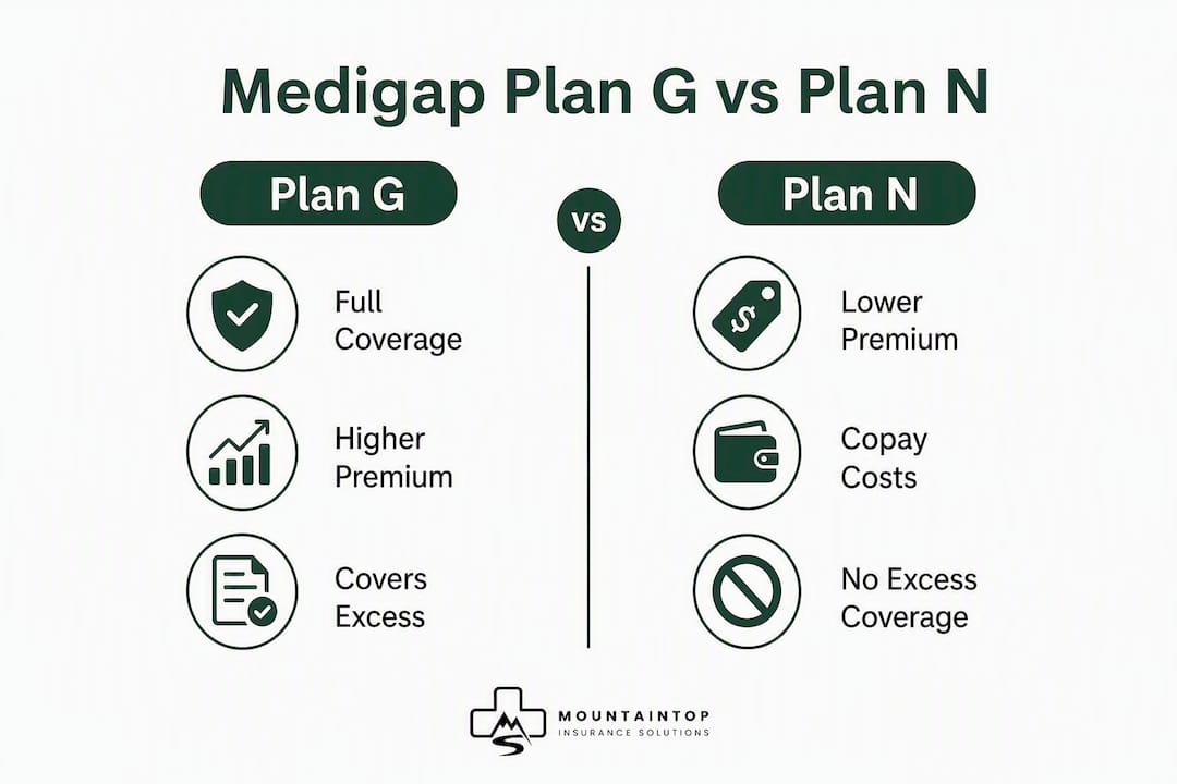 Infographic comparing Medigap Plan G and Plan N features