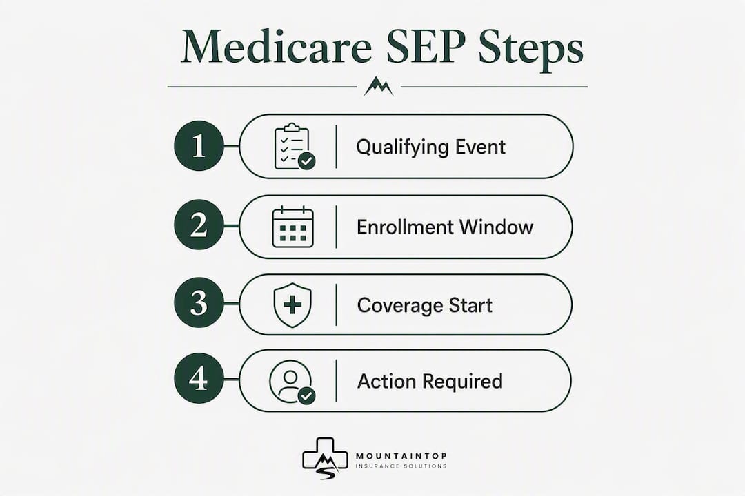 Infographic showing Medicare SEP enrollment steps