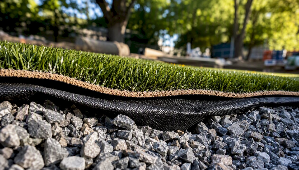 Geotextile fabric and drainage base layers