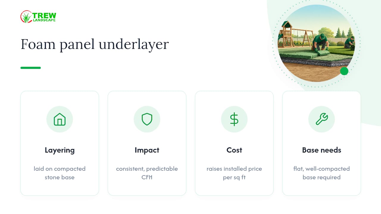 Diagram comparing playground turf underlayer pad systems