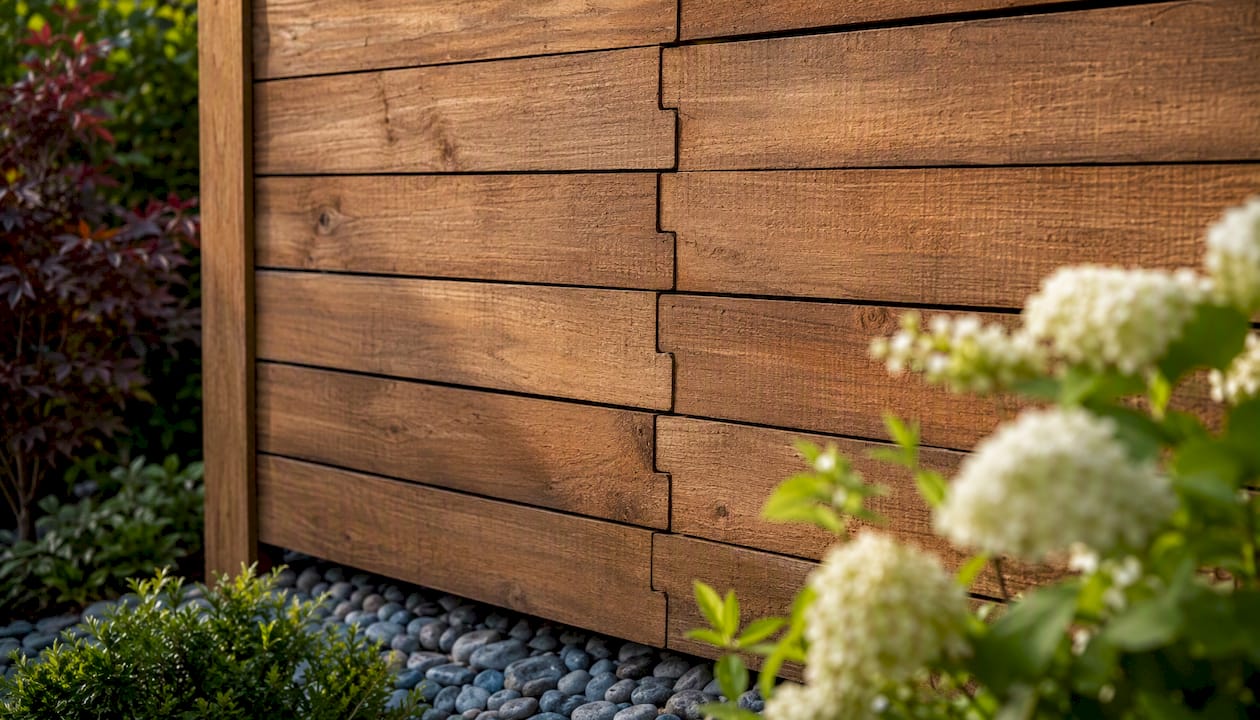 Close-up of tongue and groove wooden fence