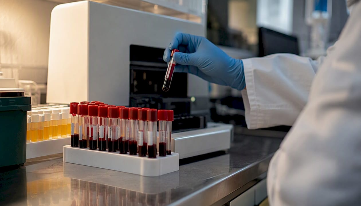 Blood and urine samples in lab testing