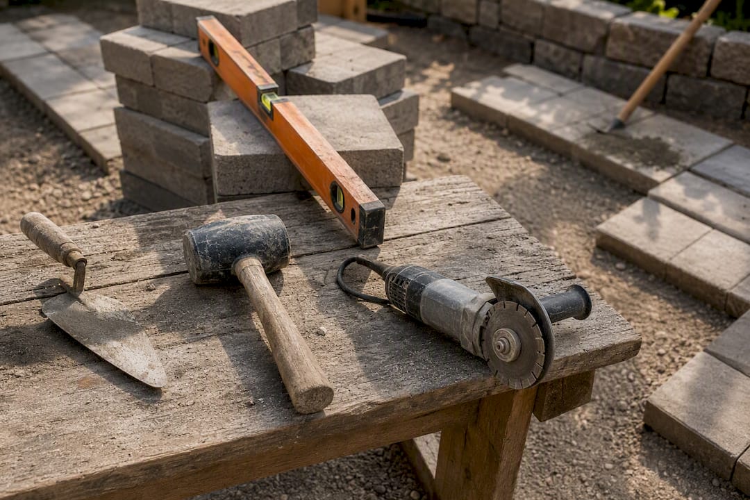 Tools and materials for building a patio fire pit