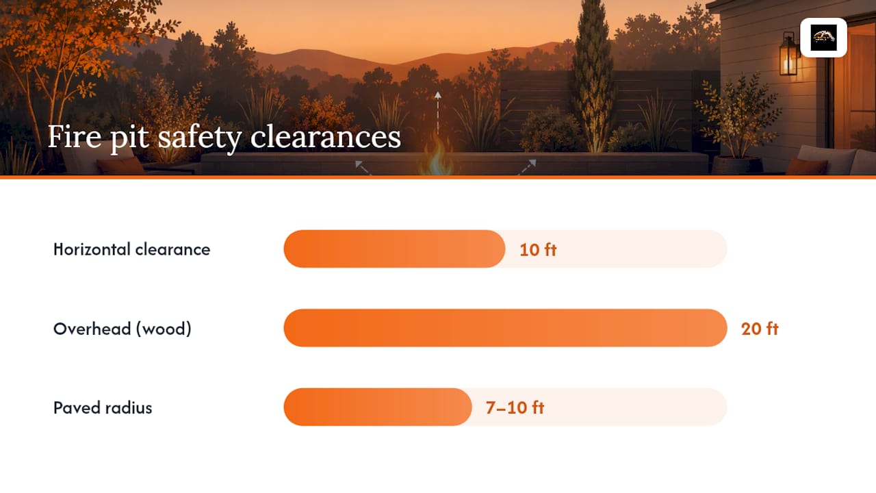 Diagram of fire pit clearance distances