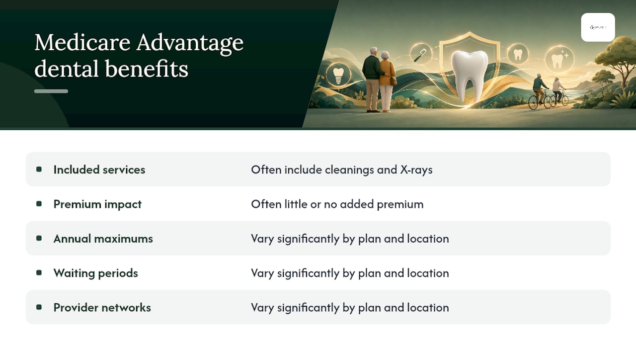 Diagram comparing Medicare Advantage dental plans