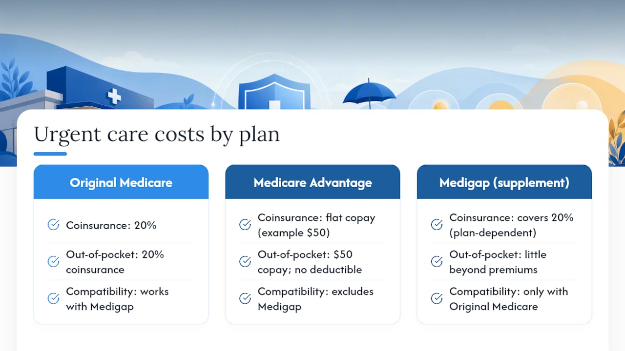 Comparison of urgent care costs for Medicare plans