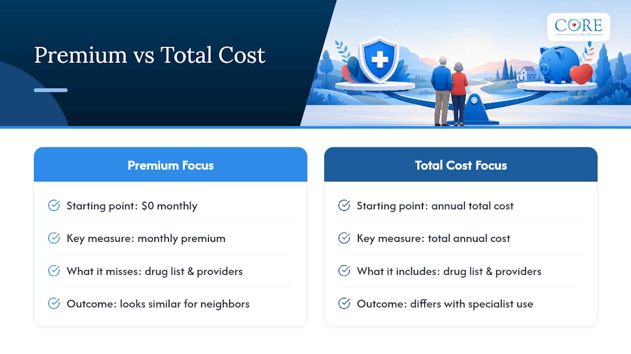 Diagram comparing Medicare plan costs annual vs monthly