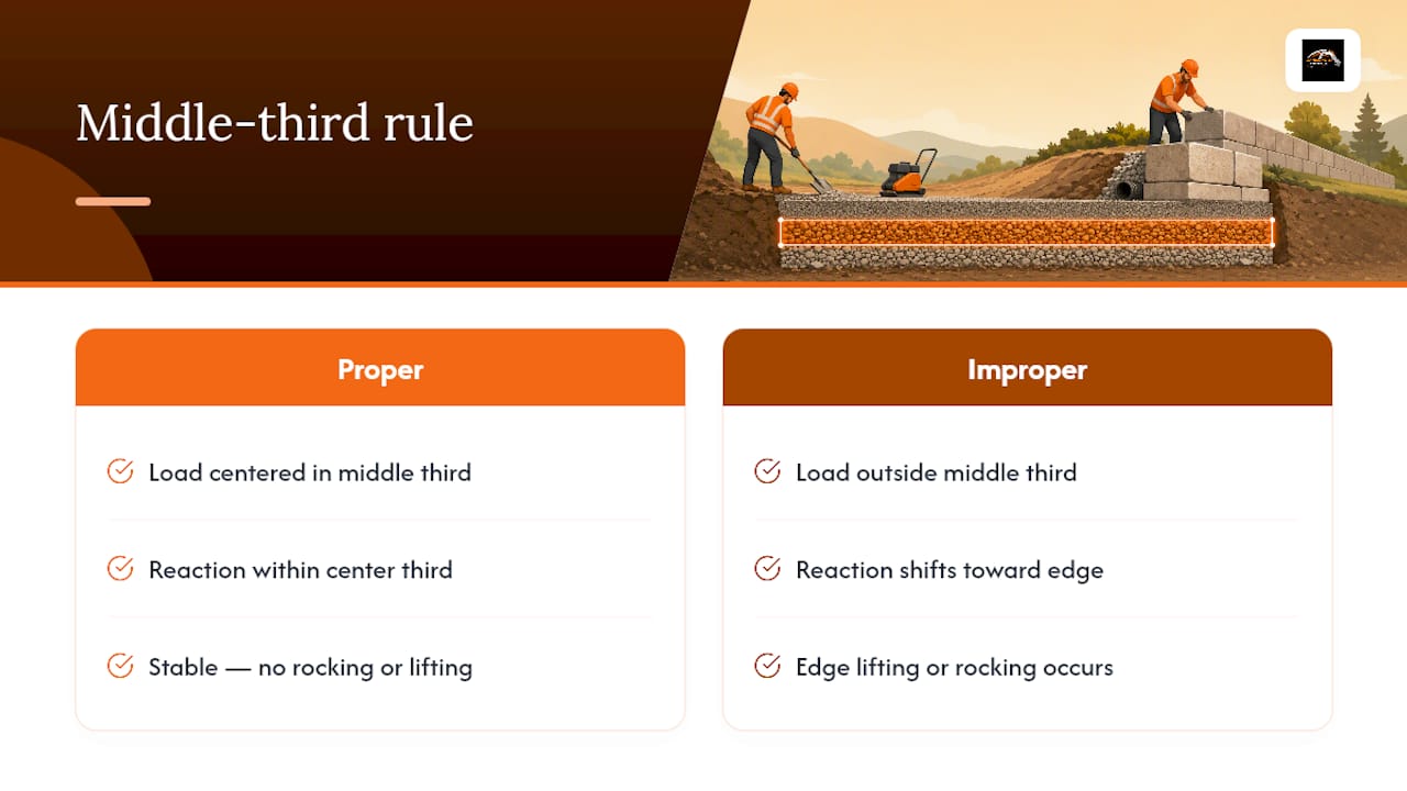 Diagram explaining the 1/3 footing load rule