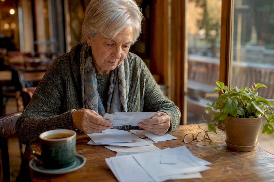 Senior hands organizing Medicare insurance cards