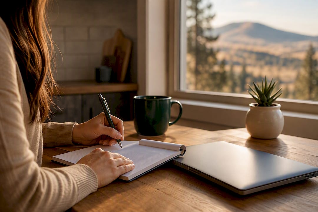 Close-up of local insurance agent taking notes