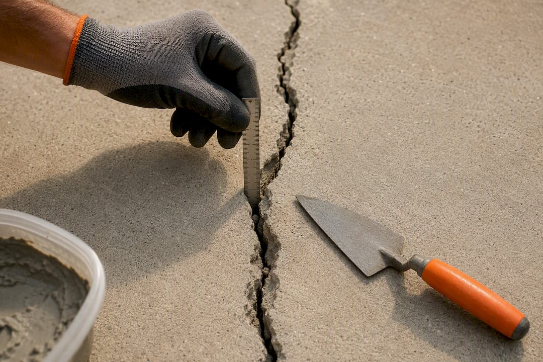 Measuring a crack in concrete patio