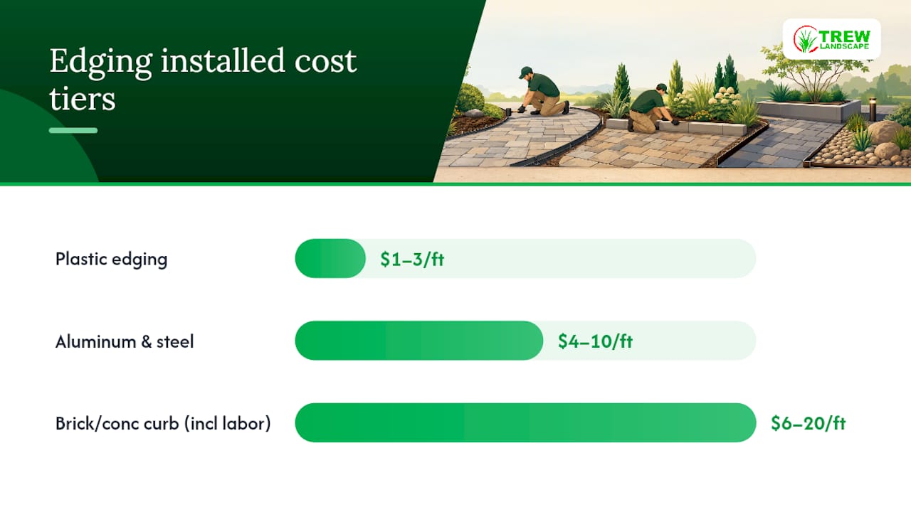 Paver edging cost tiers per linear foot