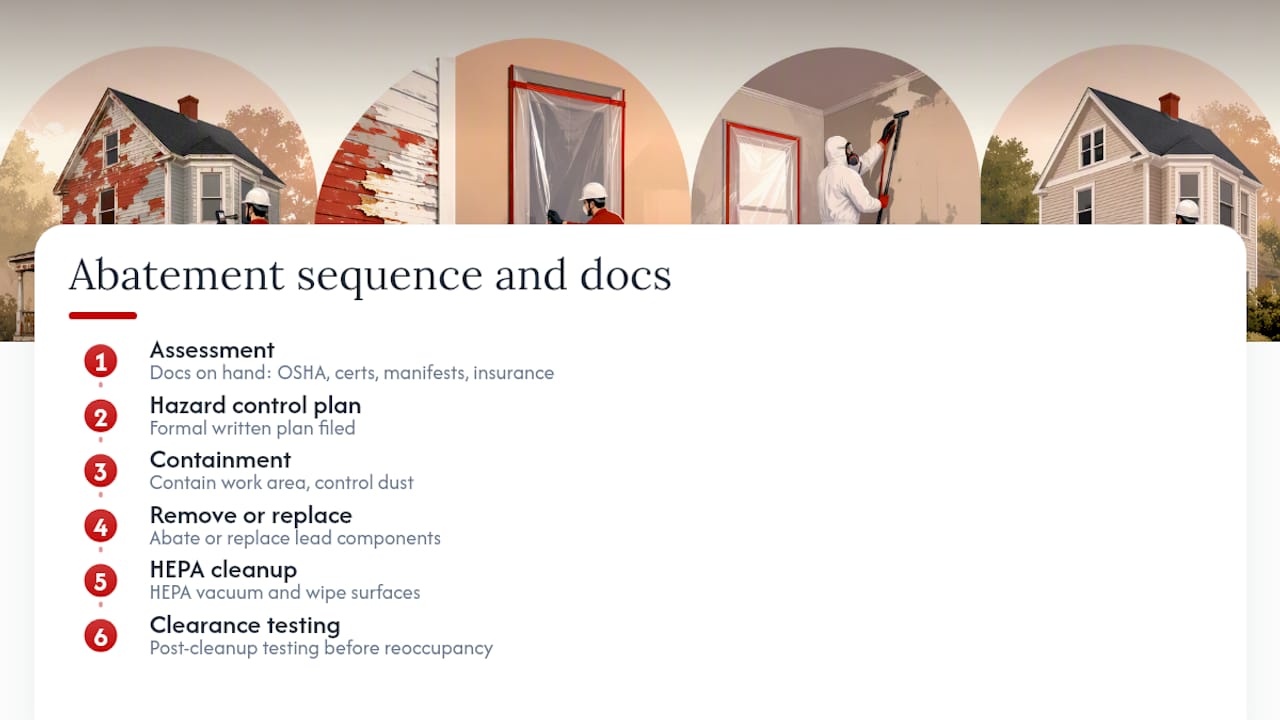 Lead abatement sequence and documentation checkpoints