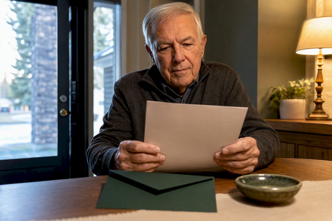 Senior reviewing Medicare premium payment mail