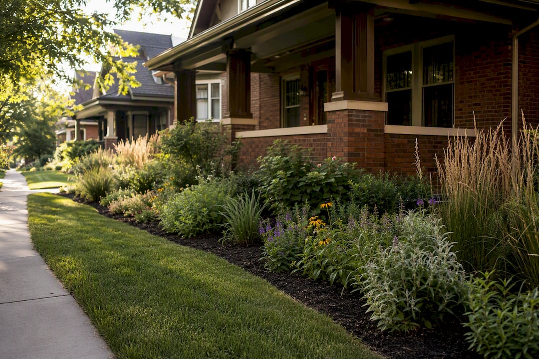 Native bed with a clean lawn edge