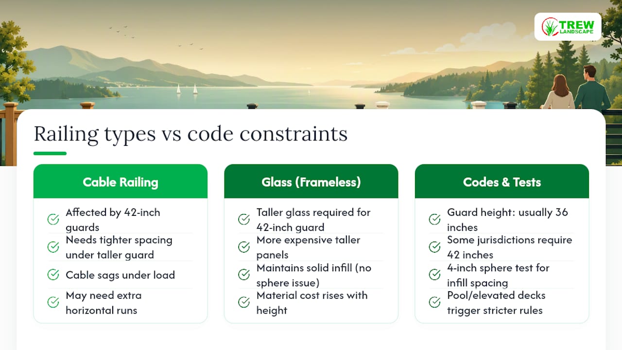 Deck railing height and spacing code comparison