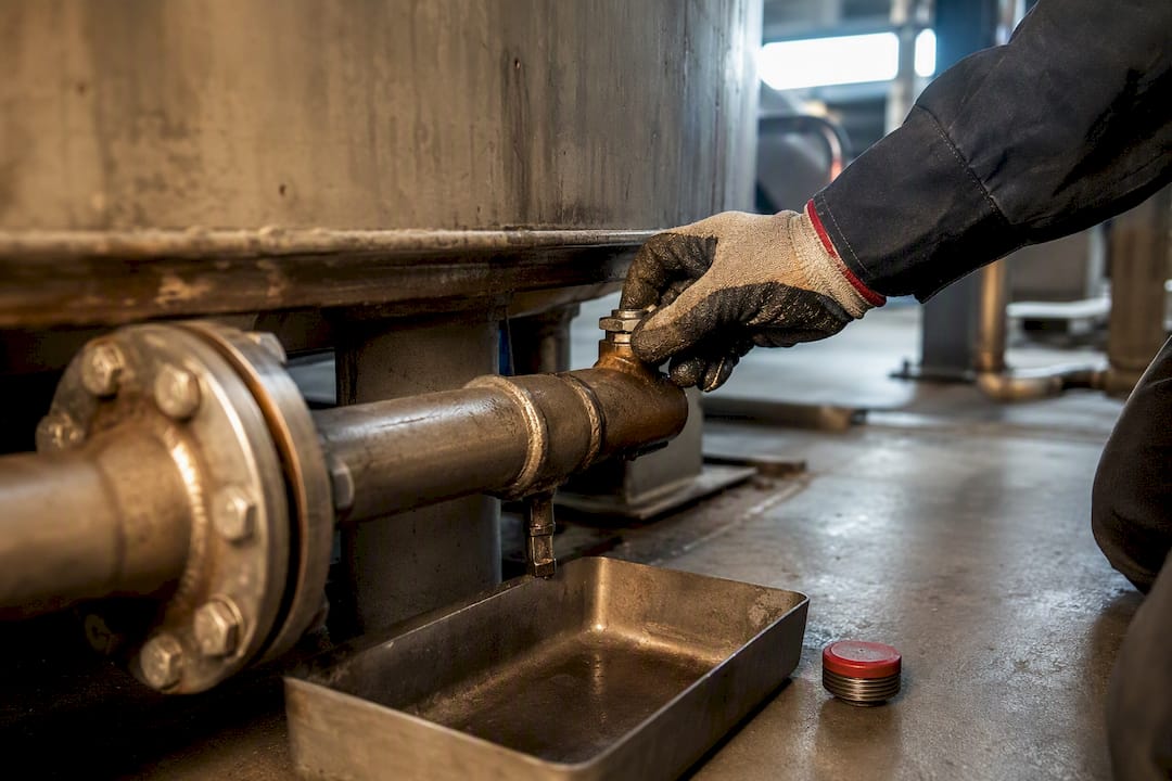 Technician checking dead-leg process piping
