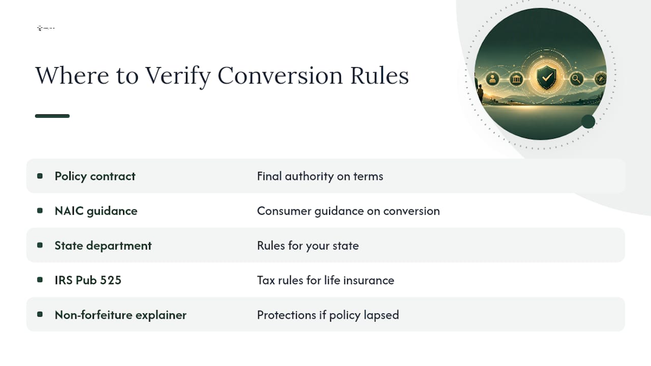 Where to Verify Conversion Rules and Tax Treatment — overview diagram