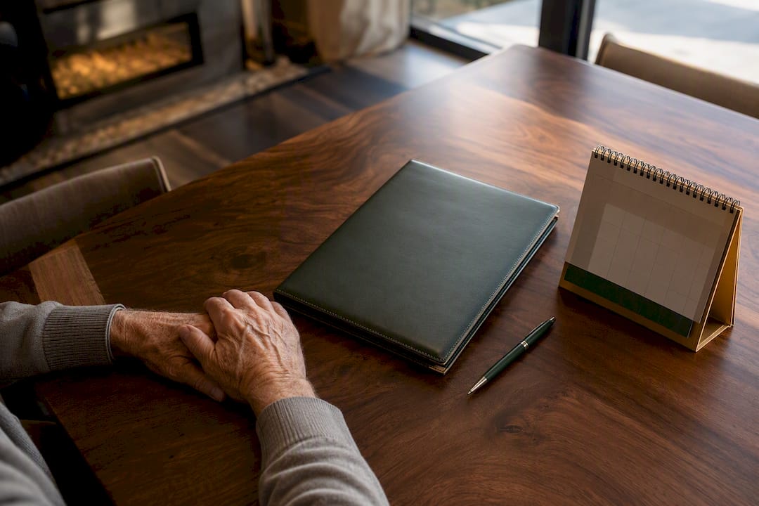 Senior reviewing life insurance policy materials