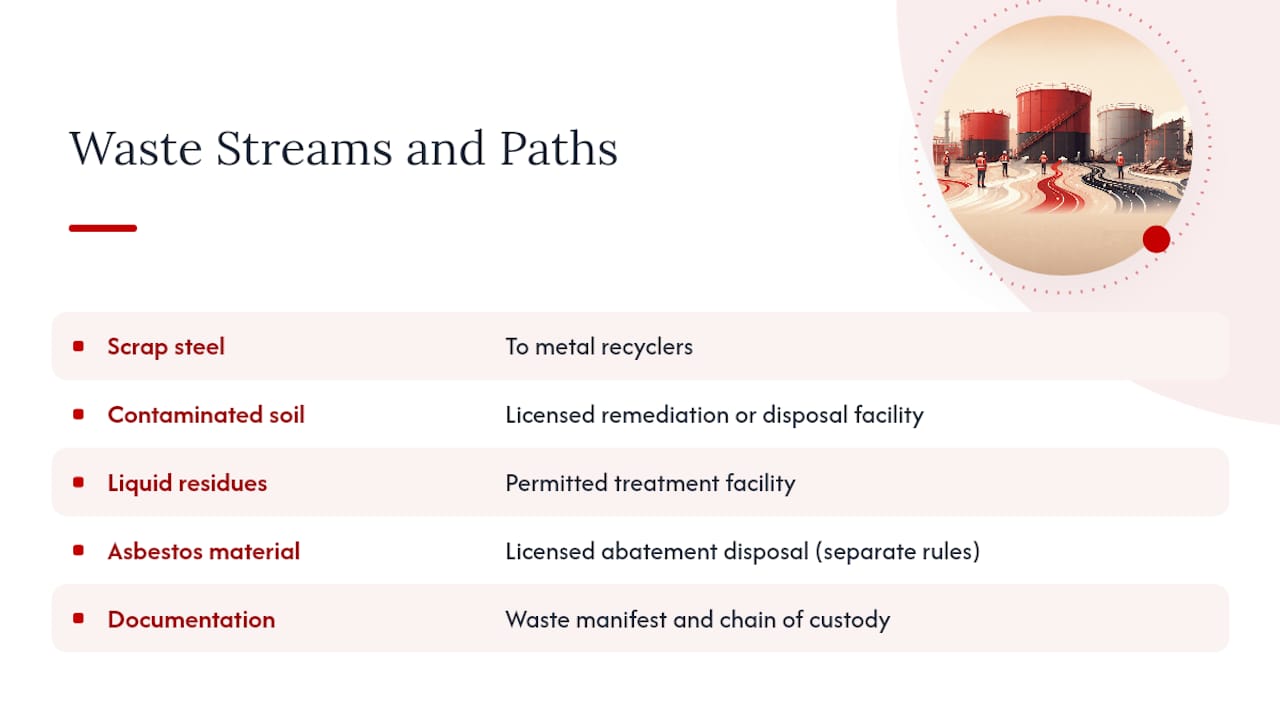 Tank farm waste streams and disposal paths