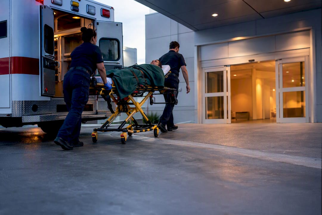 Ambulance arriving at emergency department