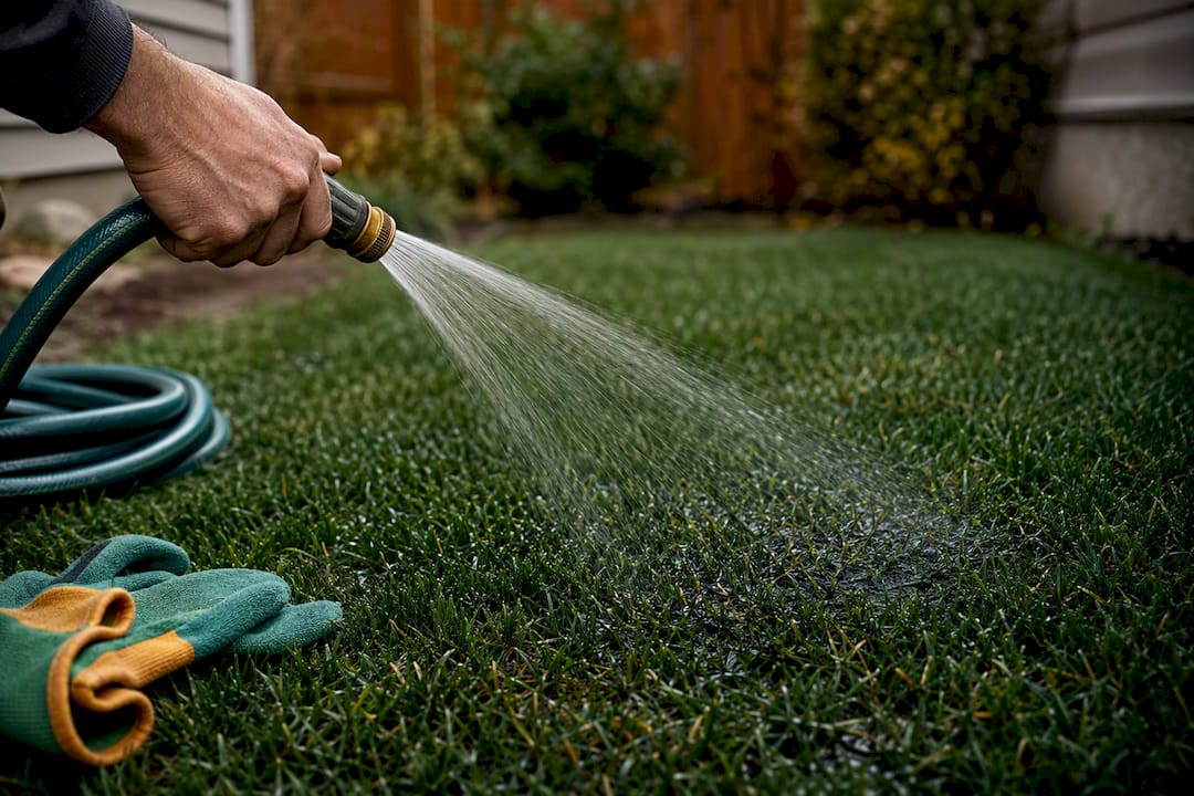 Water soaking lawn before core aeration