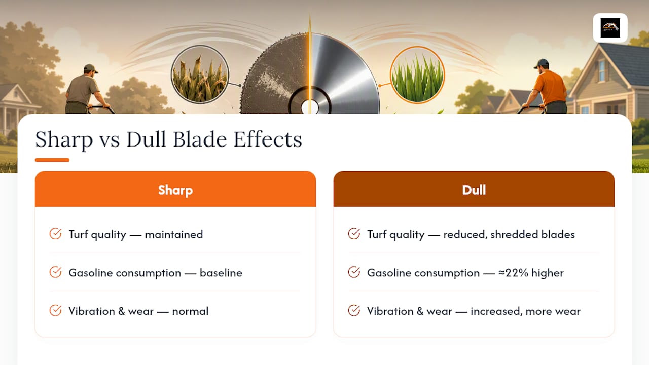 Dull versus sharp mower blade effects