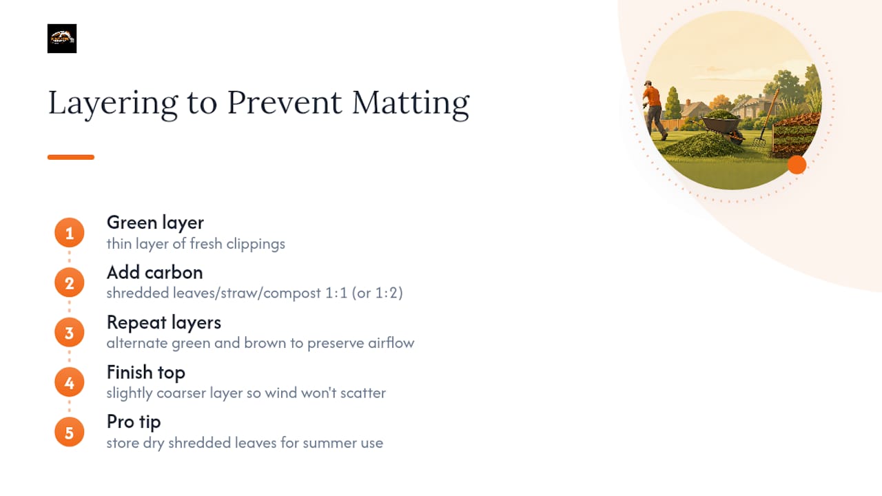 Mixing Clippings With Carbon Materials to Stop Matting — overview diagram