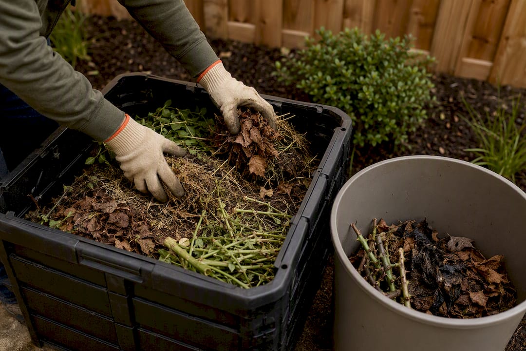 Sorting healthy and diseased yard trimmings