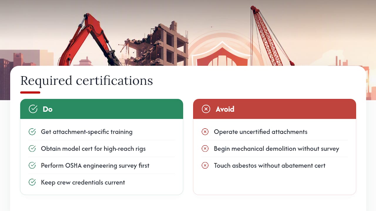 Operator Training and Certification for Demolition Equipment — overview diagram
