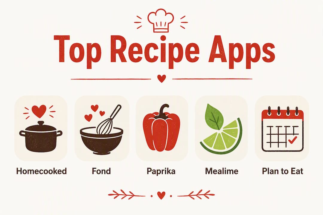 Infographic ranking top recipe apps in 2026