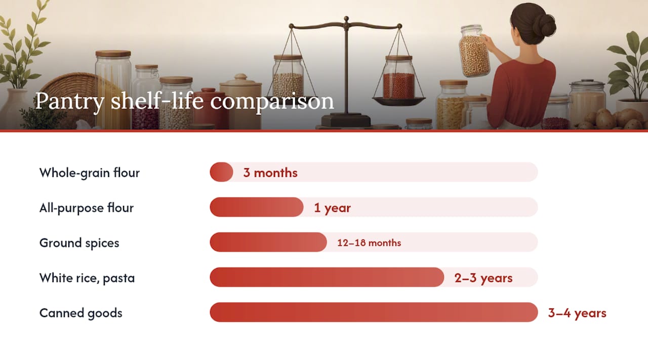 Shelf life comparison of pantry staple categories