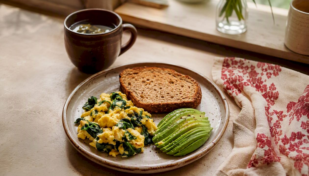 Balanced PCOS-friendly breakfast plate