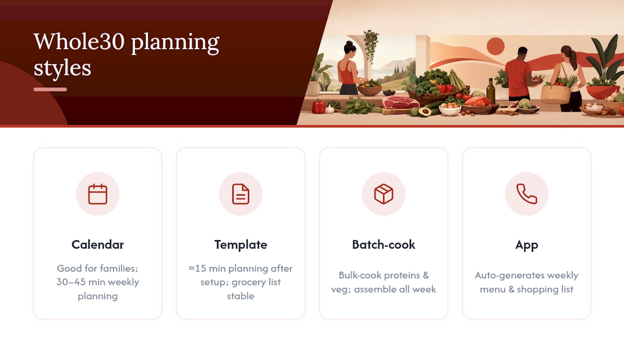 Comparison of four Whole30 meal planning styles