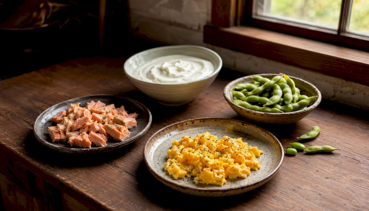 Assorted menopause-friendly protein foods