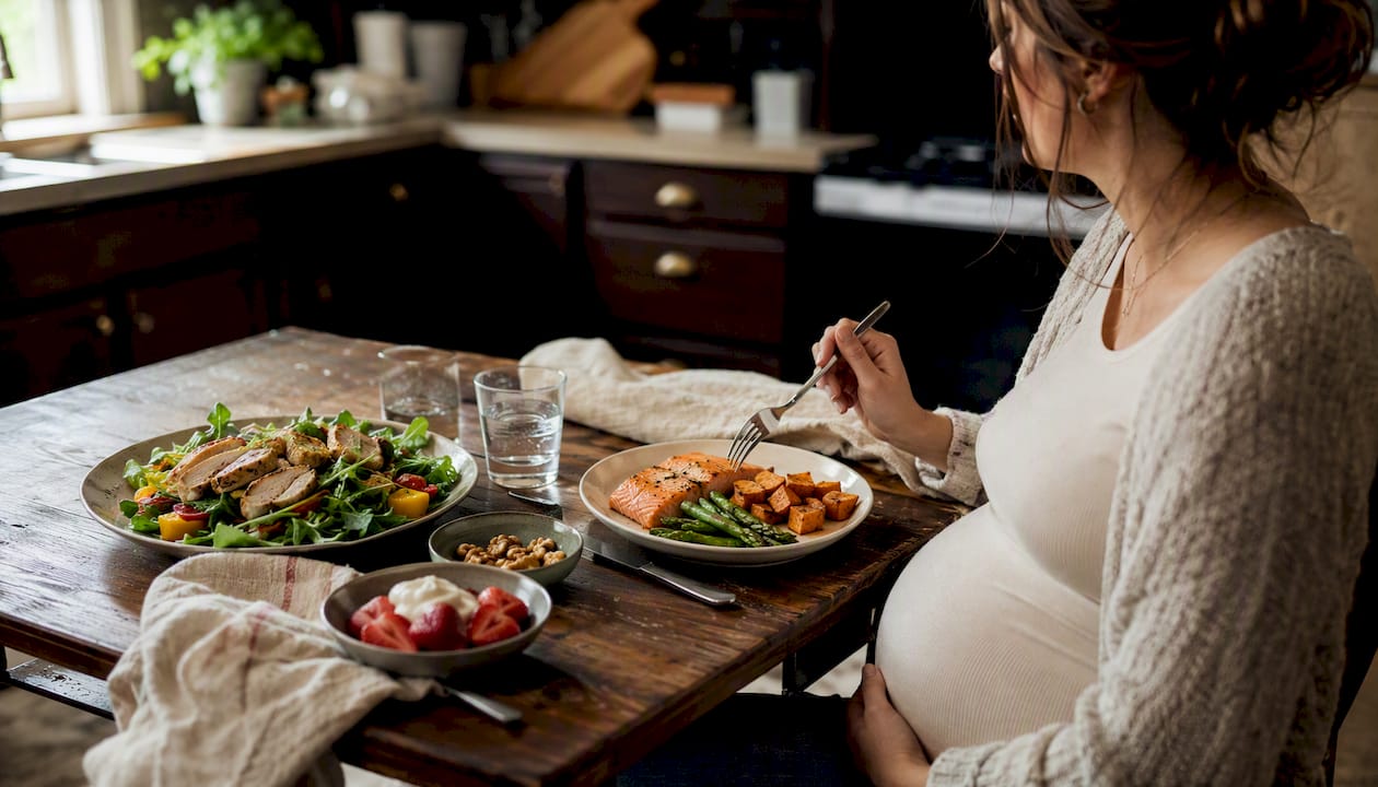 Balanced second trimester pregnancy meal plates